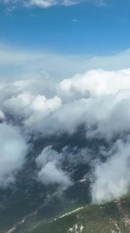 Cloudy Landscape in the Mountains Aerial View