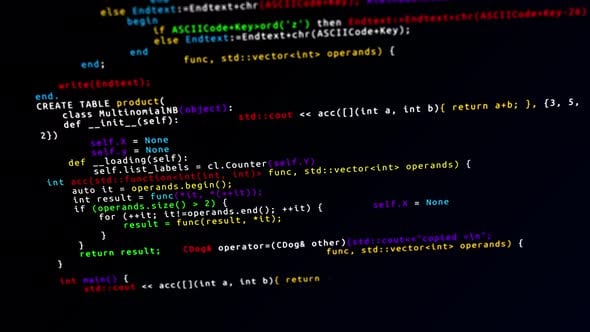 Software Codes Sliding on the Screen Scrolling Through a Page of HTML ...