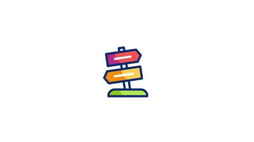 Animated Signpost with Direction Arrows Icon