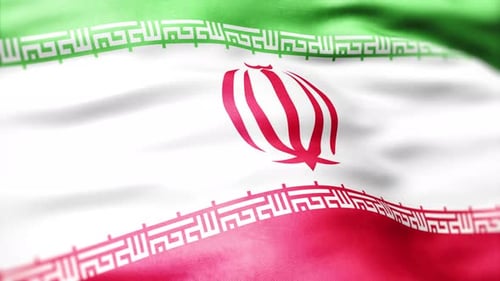 Dynamic Waving Iranian National Flag with Realistic Fabric Motion