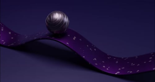 Abstract 3D Metallic Sphere Rolling on Wavy Ribbon