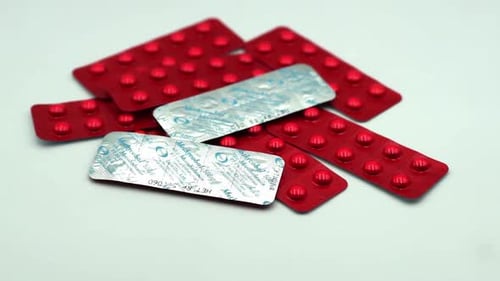 Blister Packs of Red and Blue Pills