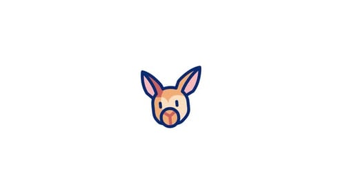 Animated Cute Flat Design Kangaroo Head Icon