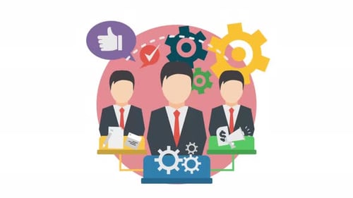 Corporate Team Management Process Flat Design Animation