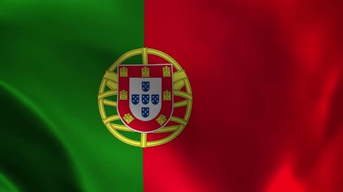 Waving Portugal Flag Realistic National Emblem Loop