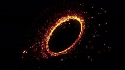 Dynamic Fiery Particles Forming a Portal Reveal