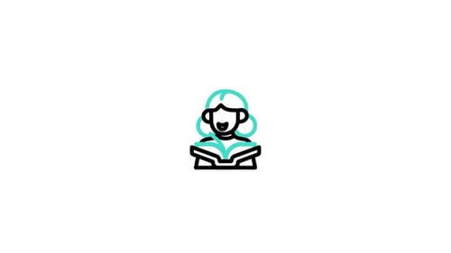 Animated Flat Design Icon of Person Reading a Book