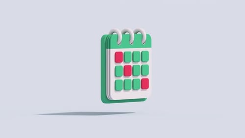 Minimal cartoony calendar. 3D render animation