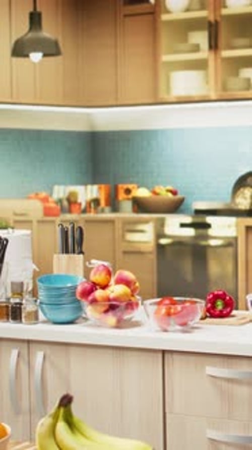Kitchen Still Life with Fresh Fruit and Vegetables