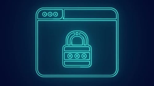 secured window with internet protection safe internet browsing concept neon animation
