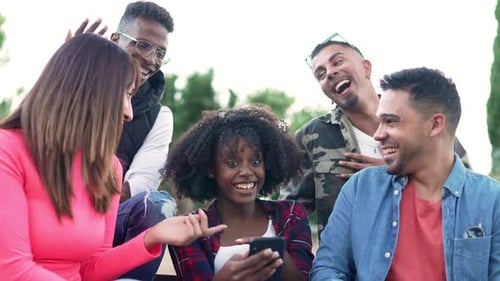 Group of Friends Laughing Together Outside