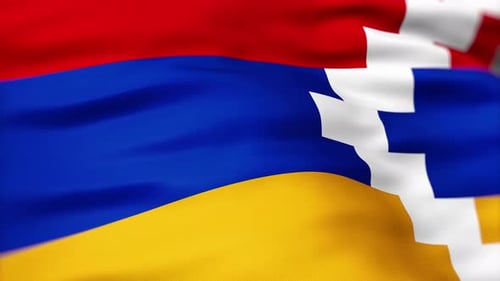 Realistic Waving Artsakh Flag with Fabric Texture