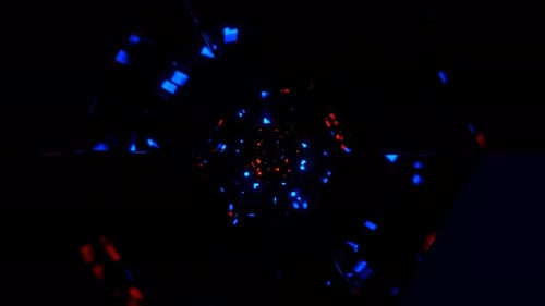 Blue And Orange Abstract Neon Glittering Fantasy Wormhole Background VJ Loop In 4K