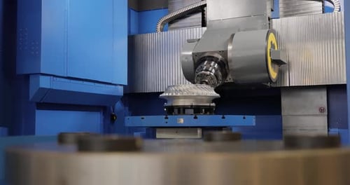 Metalworking CNC milling machine. Cutting metal modern processing technology.