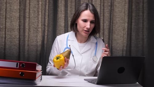 Medical Professional Promoting Healthy Eating Via Telehealth