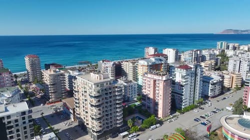 Aerial Video of Seaside Apartment Complex Under Construction