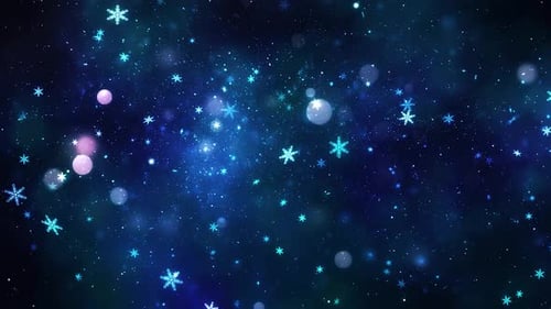 Festive Glowing Blue Snowflakes Falling Motion Background