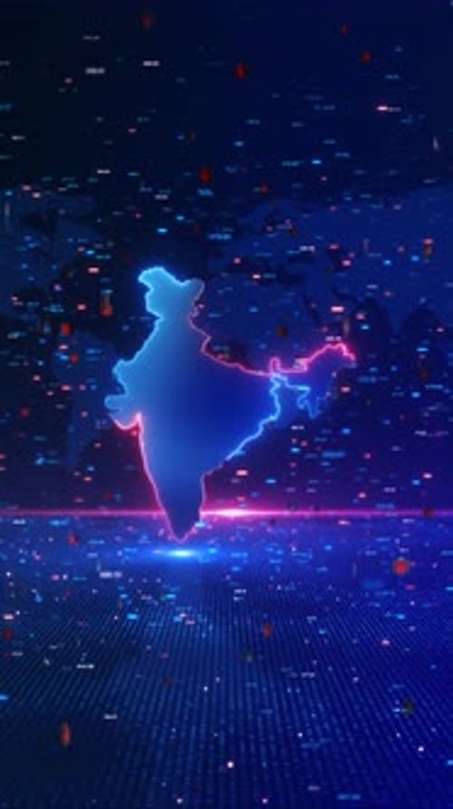 Futuristic Digital India Map with Glowing Data Analytics Network