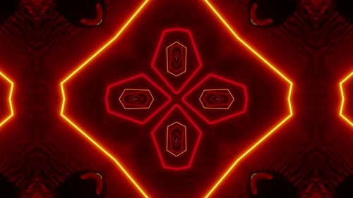 Red and black abstract background with pattern of hexagonal shapes. Kaleidoscope VJ loop
