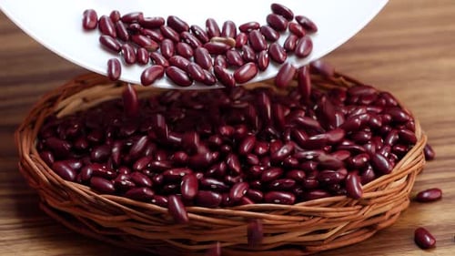 Kidney Beans Pouring into Basket