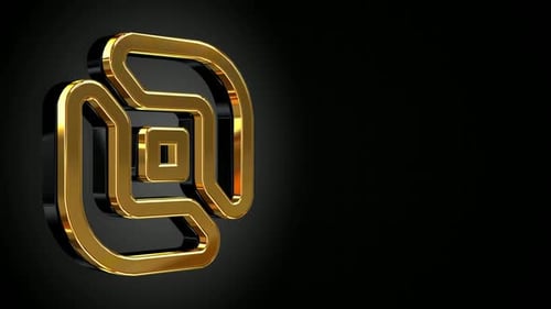 Background with Rotating Black and Gold Shapes, Exclusive, 3D Render, Figures, Reflection