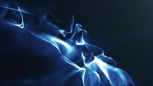Abstract Glowing Blue Particle Waves Motion Background