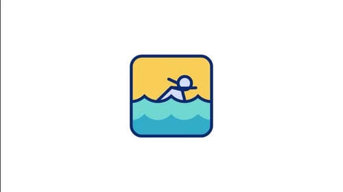 Animated Swimming Sport Icon with Flat Design