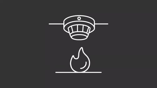 Animated Line Icon of Smoke Detector and Fire Alert