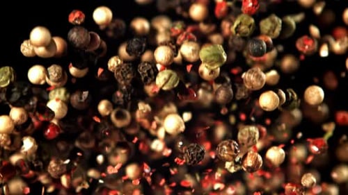 Super Slow Motion Peppercorn Filmed on a Highspeed Camera at 1000 Fps