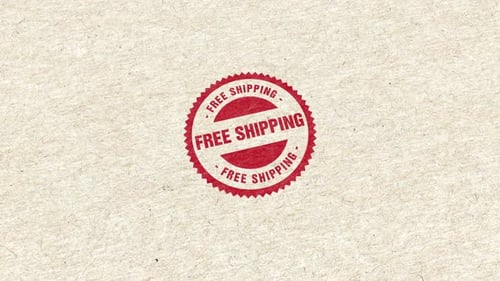 Retro Red Rubber Stamp Animation with Free Shipping Text