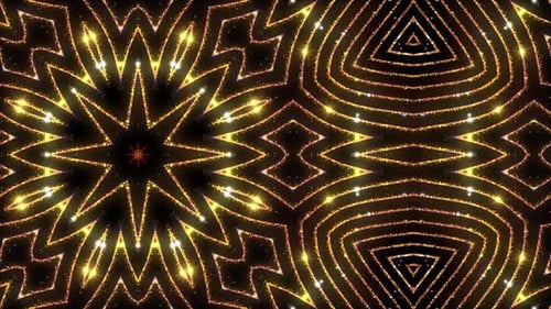 Abstract Golden Sparkle Kaleidoscope Pattern Background