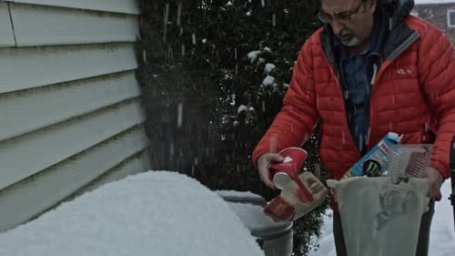 Sortir les poubelles en hiver