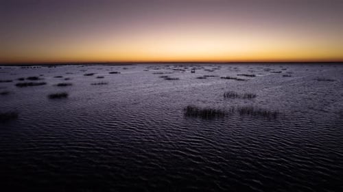 Fishermen on Boat in Lake Okeechobee Dawn Aerial