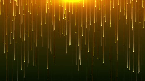 Golden Moving Digital Particles Line Futuristic Technology Background Loop