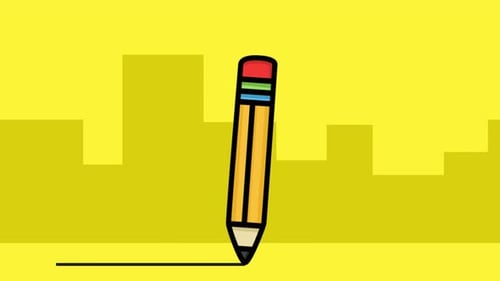 Animated Flat Design Pencil Line Drawing