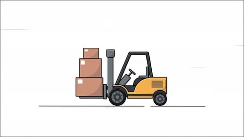 4K Forklift Carrying Box Animation