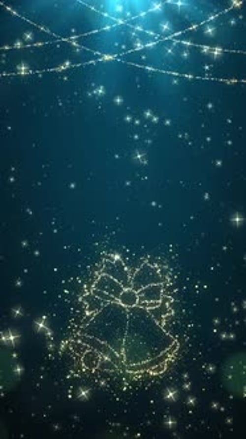Sparkling Christmas Bells and Golden Lights Vertical Background