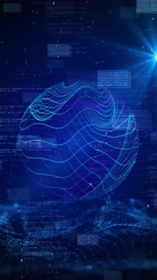 Futuristic Wireframe Globe Digital Network Background