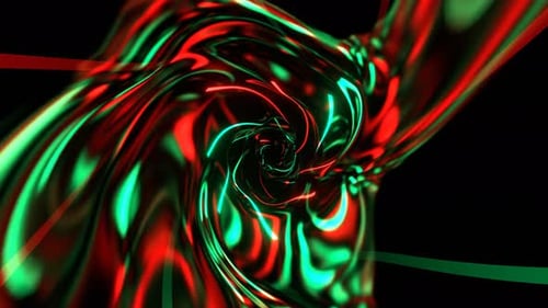 Turquoise And Red Wave Tunnel Of Colored Neons Background Vj Loop In 4K