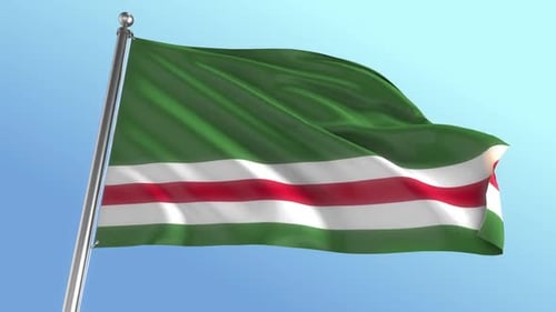 Realistic Green White Red Striped Flag Waving Seamlessly