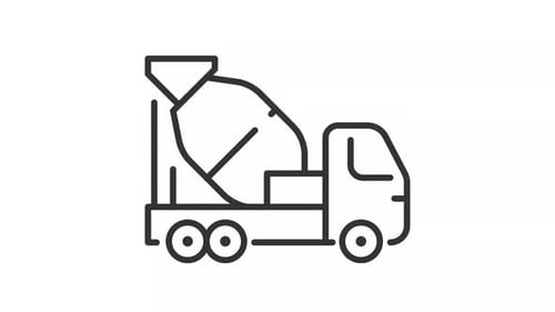 Animated concrete mixer truck line icon