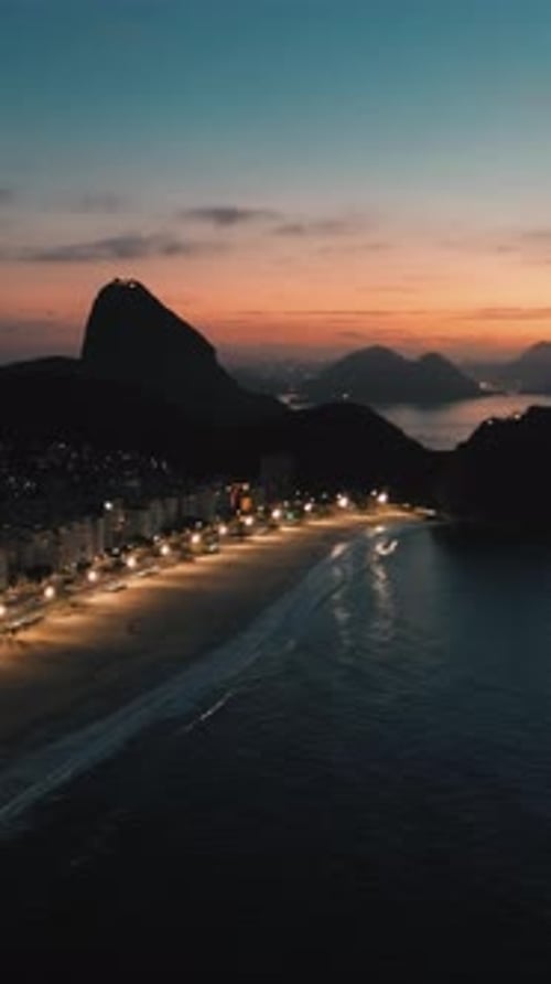 Rio de Janeiro magic at Rio de Janeiro in Rio de Janeiro Brazil with twilight horizon and city li...