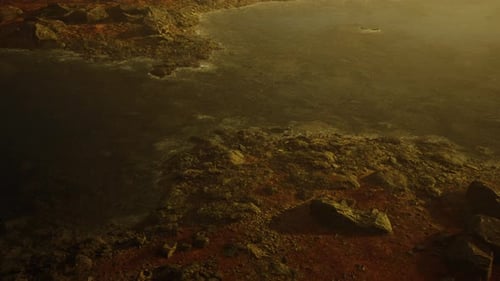 The River Flows From a Mountain Lake