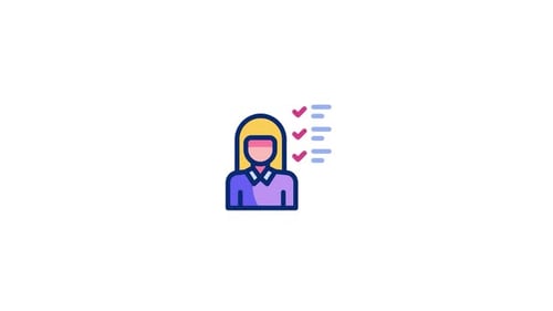 Animated Person Icon with Checklist for Task Completion