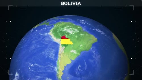 Futuristic Digital Earth Globe Zoom to Bolivia Highlight