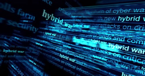 Hybrid war neon on brick wall loop