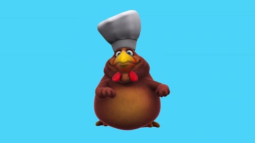 Fun 3D cartoon chicken dancing (with alpha channel)