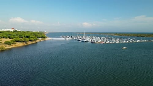Yacht Club on Piedras River and Docks with lots of different vessels, Sailboats, Ships, yachts Moore