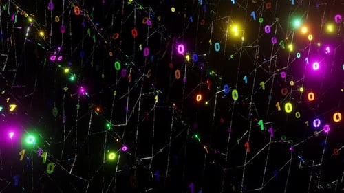 Futuristic Colorful Neon Binary Code Network Data Flow