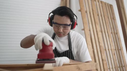 Carpenter work at workshop.